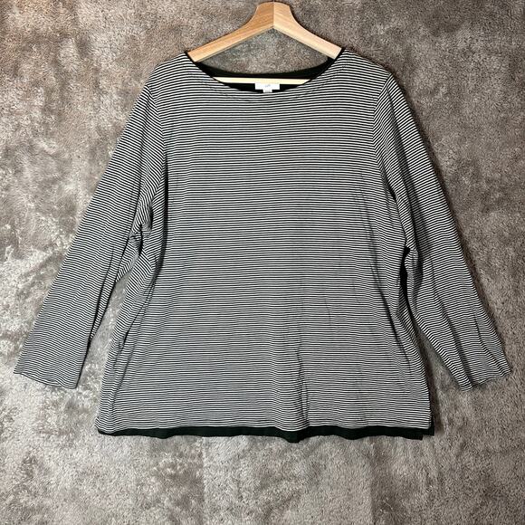 J Jill Green Stripe Layered Top T Shirt Knit Tee XXL 2XL 2X Modal Cotton Blend - Picture 1 of 12
